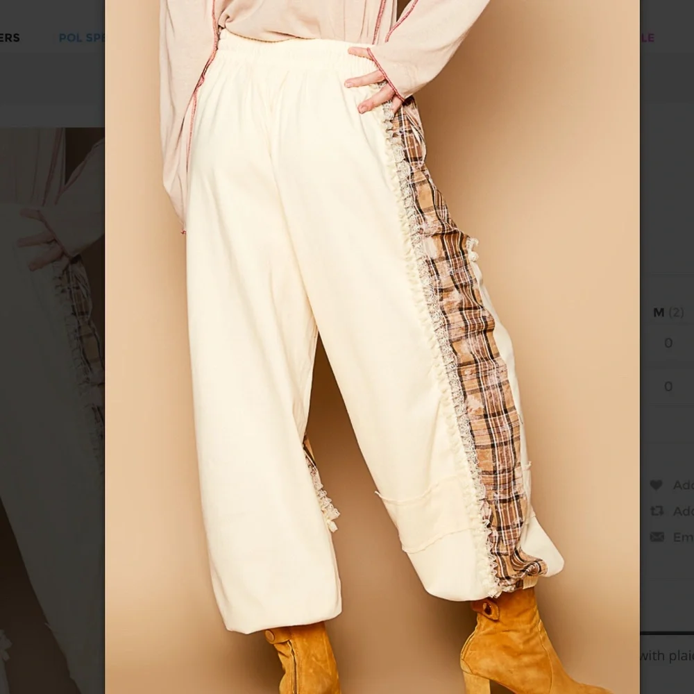 POL 💜 #480 POL Relaxed fit  French Terry Jogger with plaid Contrast SR19_3